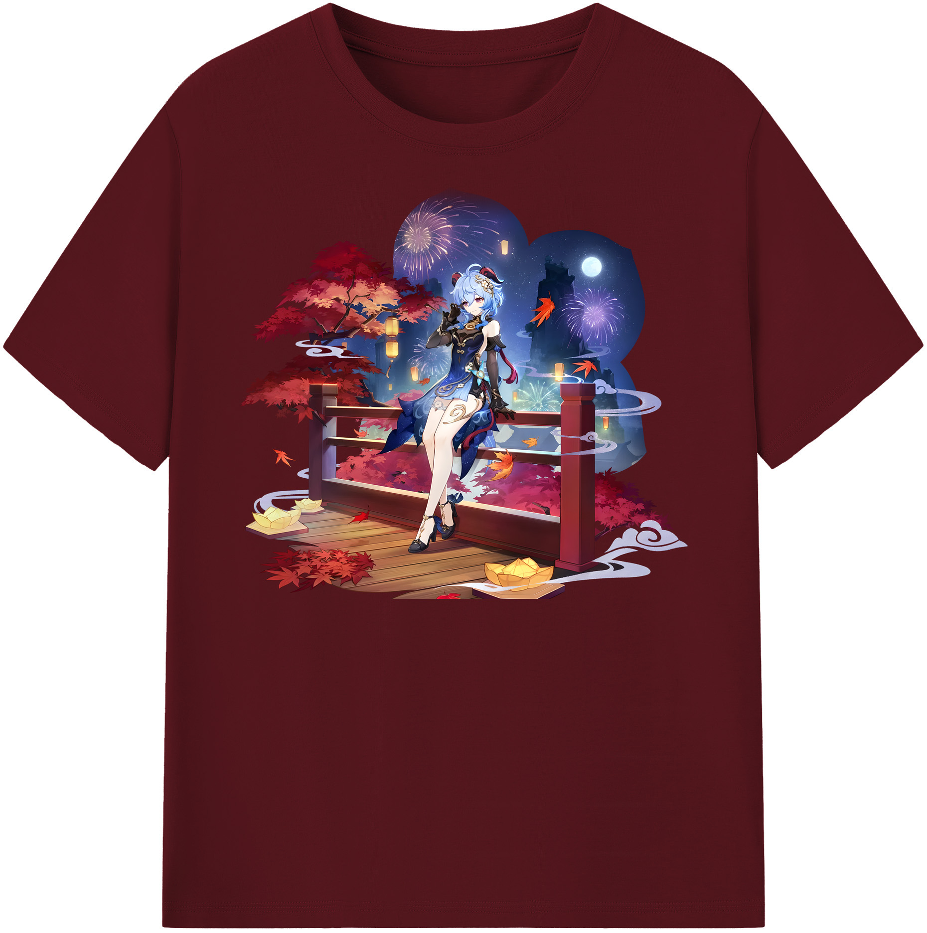 げんし神 甘雨 かんう genshin Ganyu 綿100％半袖Tシャツ（フロントプリント）
